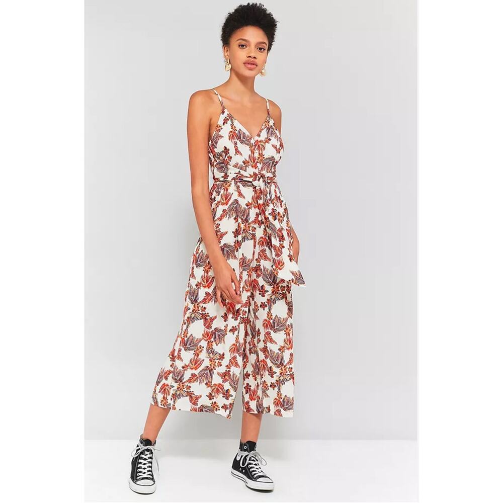 Free People Hot Tropics Floral Cropped Wide Leg Jumpsuit Size 2 - Picture 3 of 8